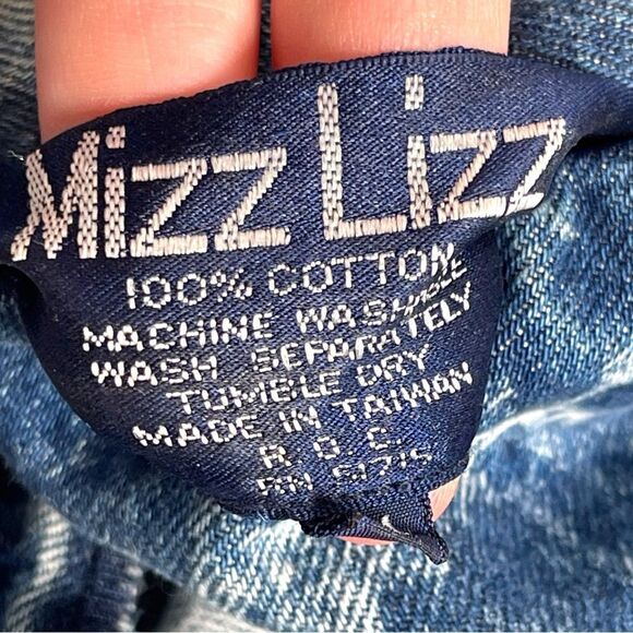 Vintage Mizz Lizz 80s Acid Wash distressed Denim trench coat womens Medium - Picture 3 of 7
